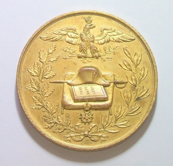 法国1869年拿破仑诞辰百年 高浮雕精制大镀金章 50MM