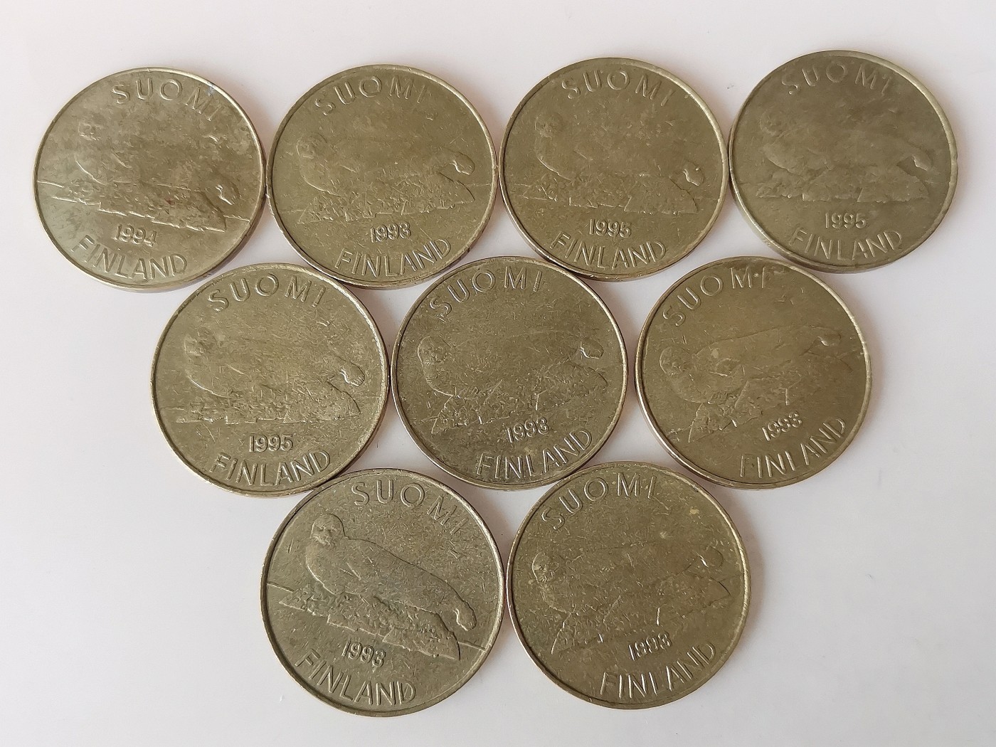 第一海外回流一元起拍收藏 散币专场 第79期 芬兰5马克 海豹 9枚