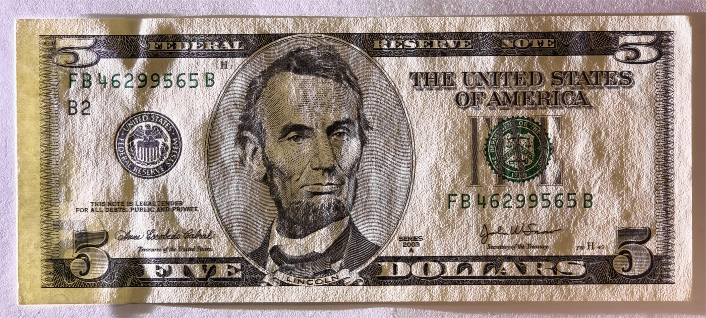 紫瑗钱币——第353期拍卖——纸币场 美国 2003年 B版 A序列 亚伯拉罕·林肯 5美元 大头版 UNC