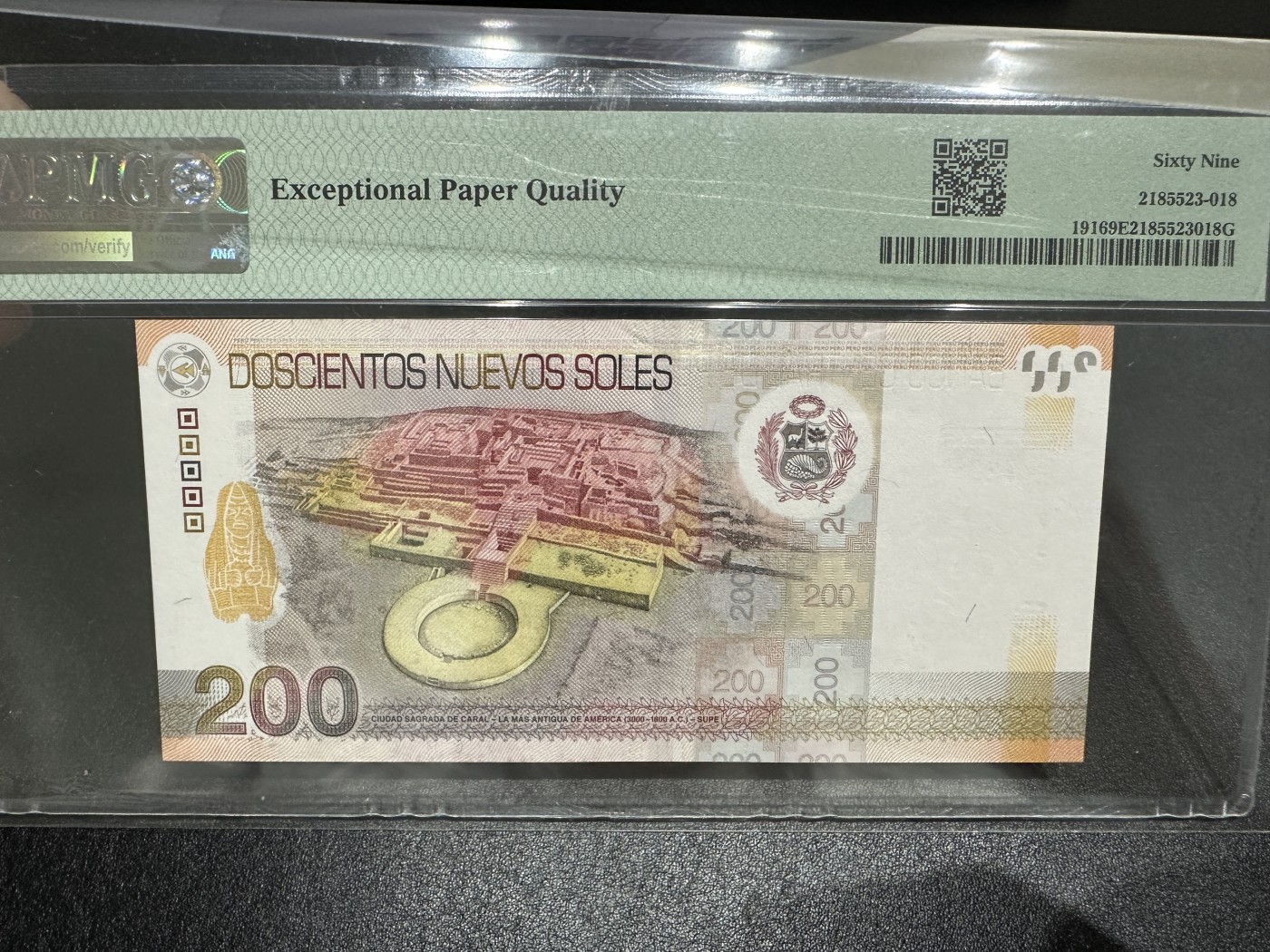 《外钞收藏家》第三百五十八期（连拍第三场） 2012年秘鲁200索尔超高分 PMG69