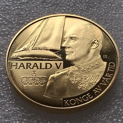 外币初藏 第十场 - 挪威哈拉尔五世皇冠章 30克镀金 克朗型