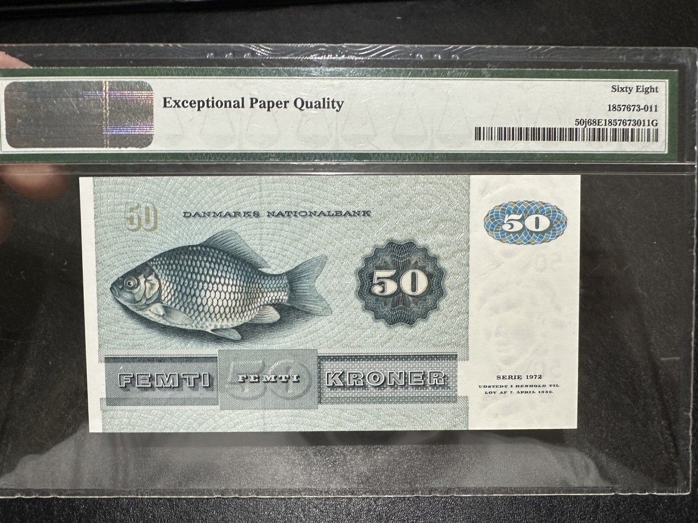 《外钞收藏家》第三百五十八期（连拍第三场） 1992年丹麦动物版50克朗 PMG68