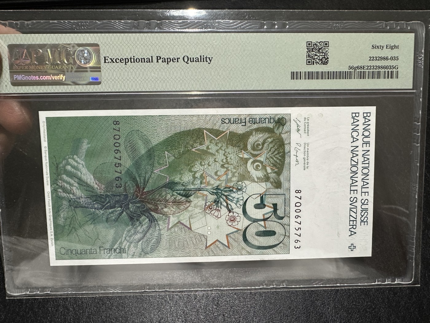《外钞收藏家》第三百五十八期（连拍第三场） 1987年瑞士50法郎 PMG68