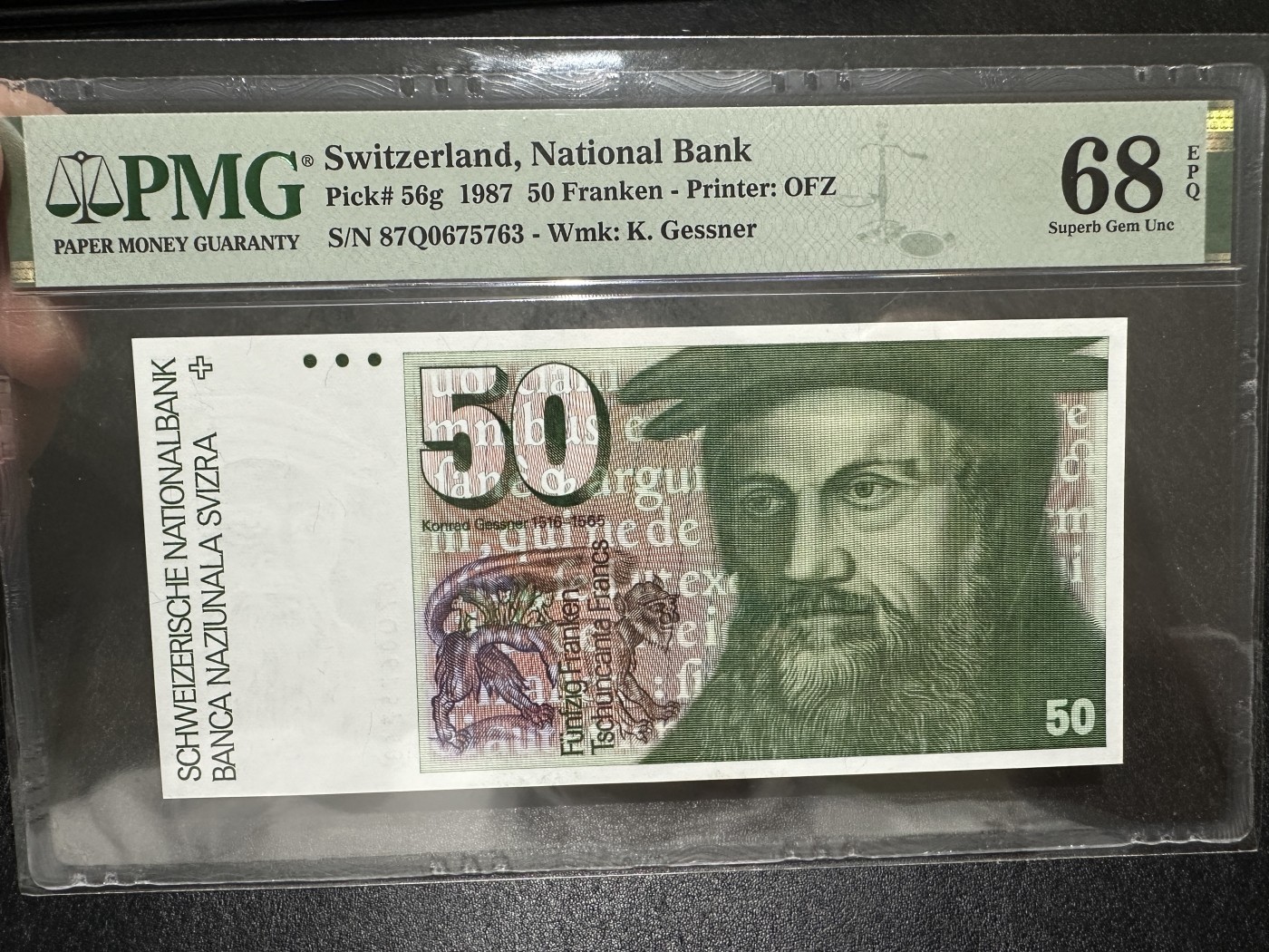 《外钞收藏家》第三百五十八期（连拍第三场） 1987年瑞士50法郎 PMG68
