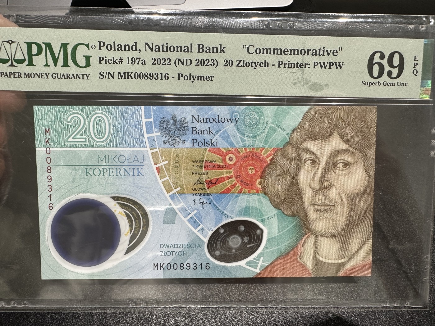 《外钞收藏家》第三百五十八期（连拍第三场） 波兰2022年哥自尼 纪念钞 超高分PMG69 无47