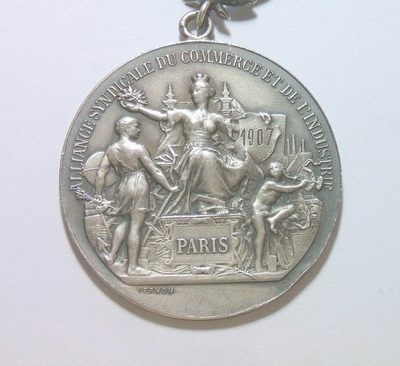 法国1907年女神坐像 高浮雕精制大银章 40MM 23.5克 - 法国1907年女神坐像 高浮雕精制大银章 40MM 23.5克