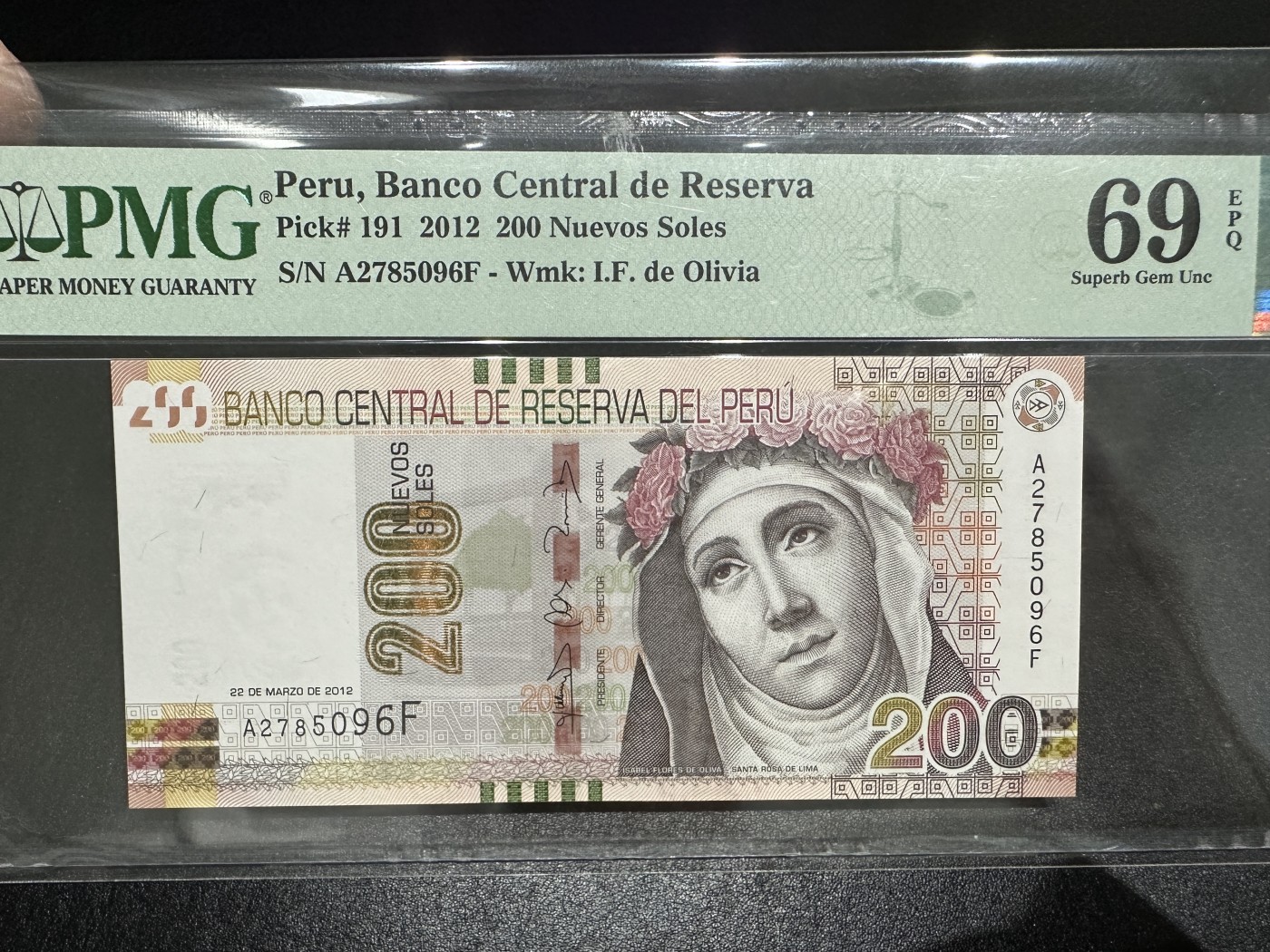 《外钞收藏家》第三百五十八期（连拍第三场） 2012年秘鲁200索尔超高分 PMG69