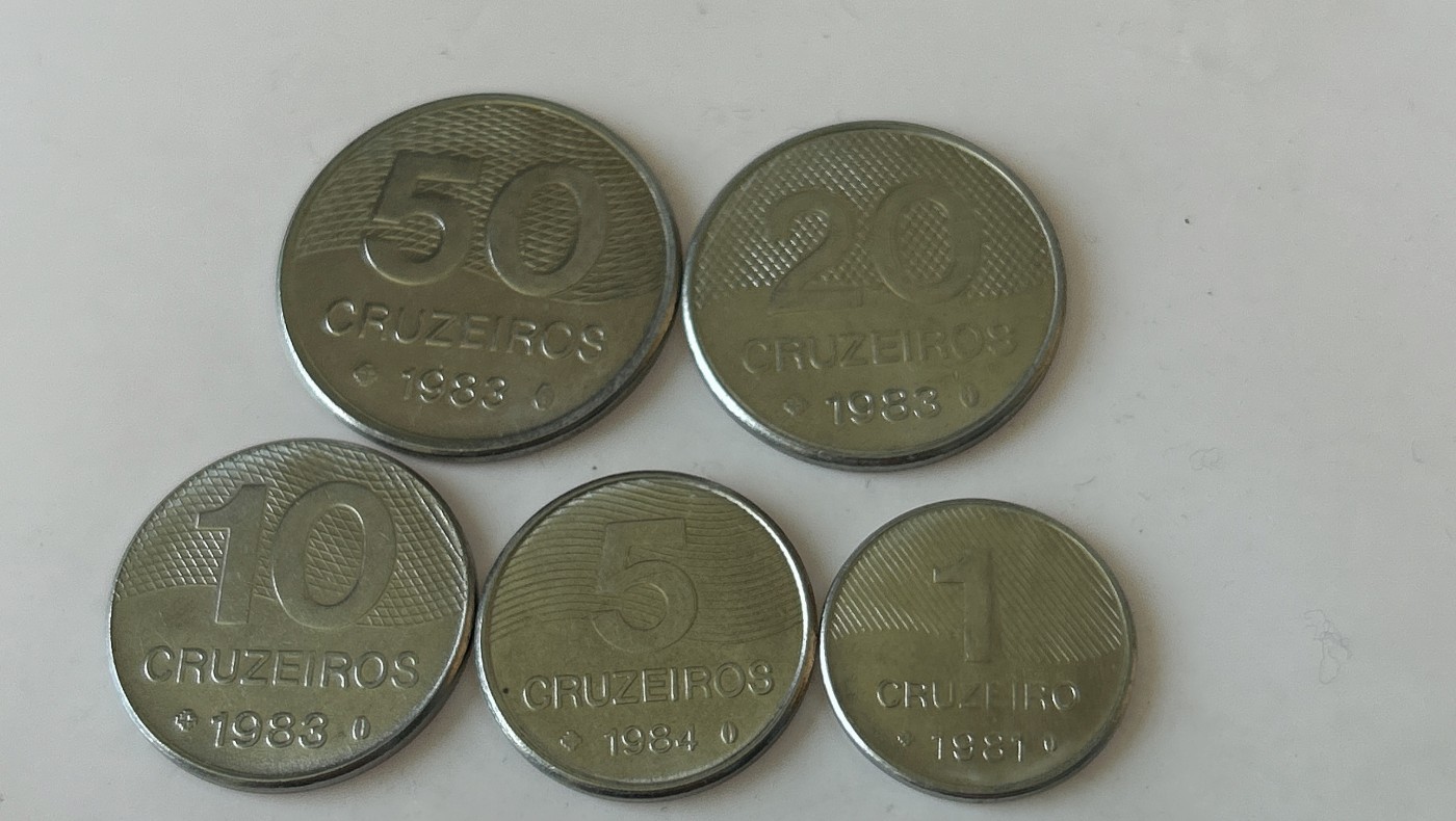 第一海外回流一元起拍收藏 散币专场 第81期 巴西80年代不锈钢硬币5枚套