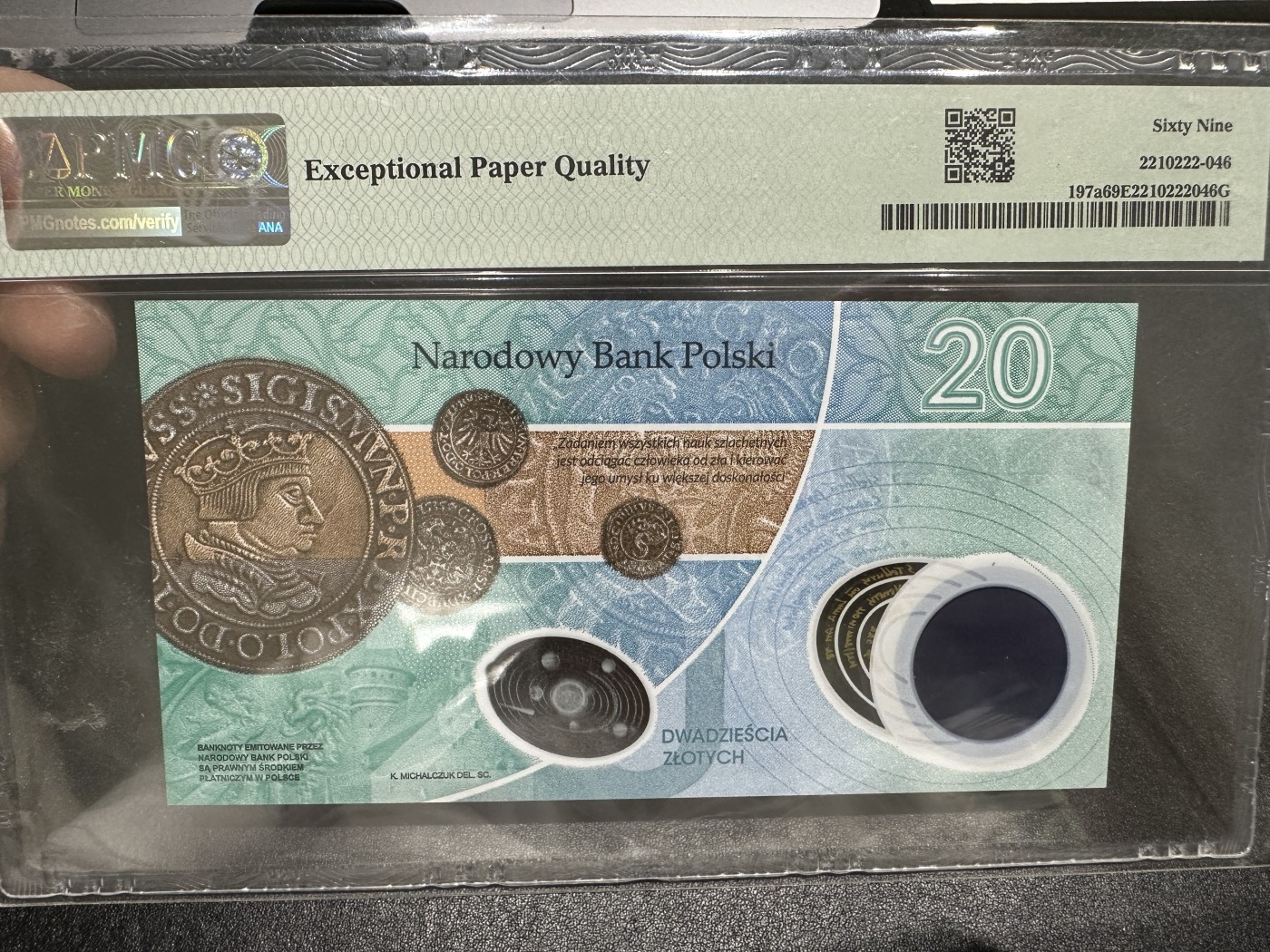 《外钞收藏家》第三百五十八期（连拍第三场） 波兰2022年哥自尼 纪念钞 超高分PMG69 无47