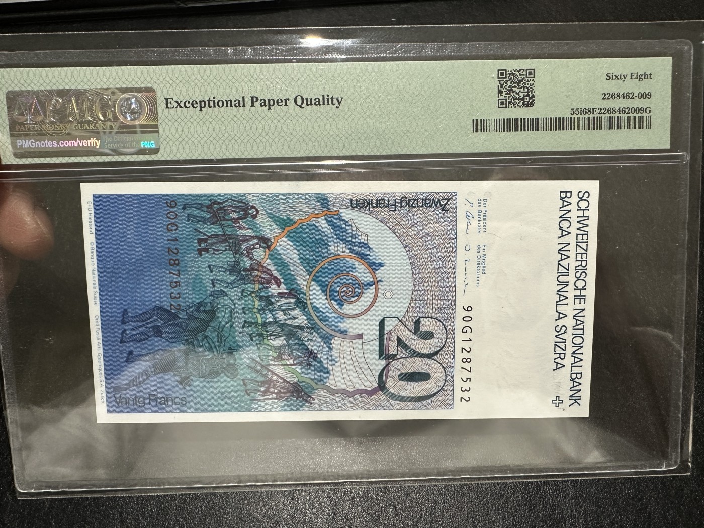 《外钞收藏家》第三百五十八期（连拍第三场） 1990年瑞士20法郎 PMG68