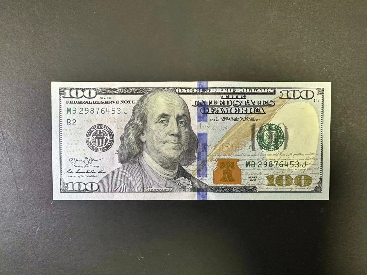 草稿银行第十八期国内外钞票拍卖 美国2013年100美元 全新品相 乱龙号