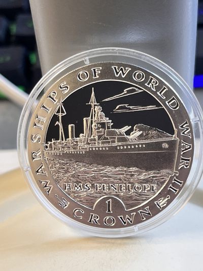 【海寕潮】拍卖周四特别场 -  【海寧潮】直布罗陀群岛1993年 二战战舰1克朗精制纪念银币，28.28克，925银