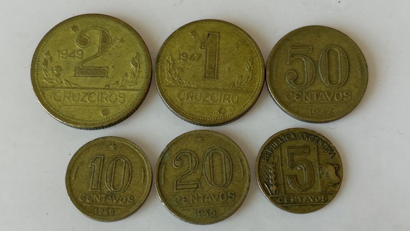 第一海外回流一元起拍收藏 散币专场 第81期 巴西早期40年代硬币 6枚