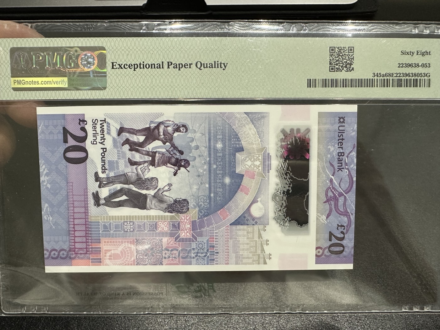 《外钞收藏家》第三百五十八期（连拍第三场） 2019年北爱尔兰20元首发AA冠 PMG68