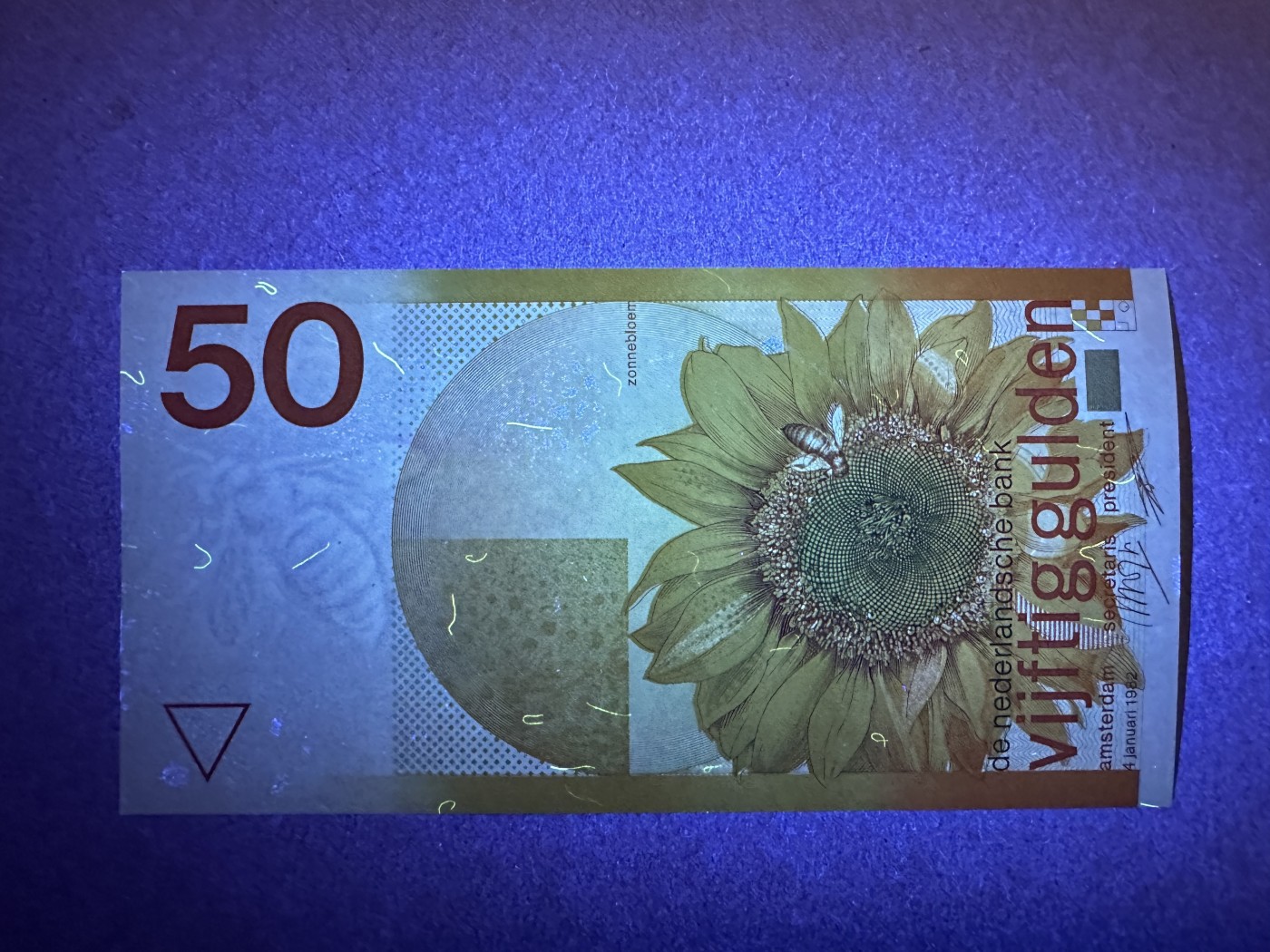 《张总收藏》145期-外币特别精品场 荷兰50盾 UNC 经典向日葵 有荧光