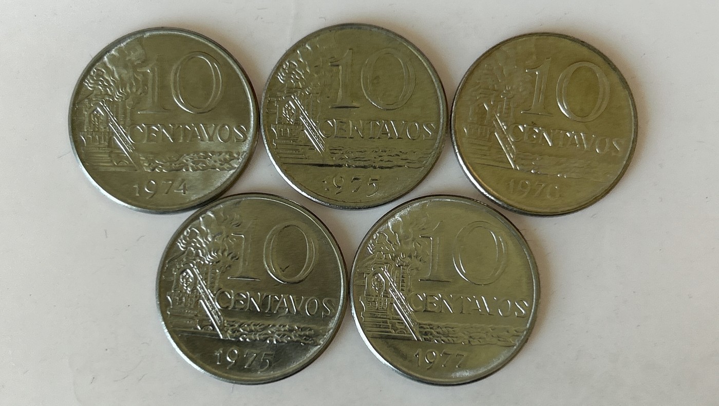 第一海外回流一元起拍收藏 散币专场 第81期 巴西70年代10分不锈钢硬币 炼油厂 自由女神