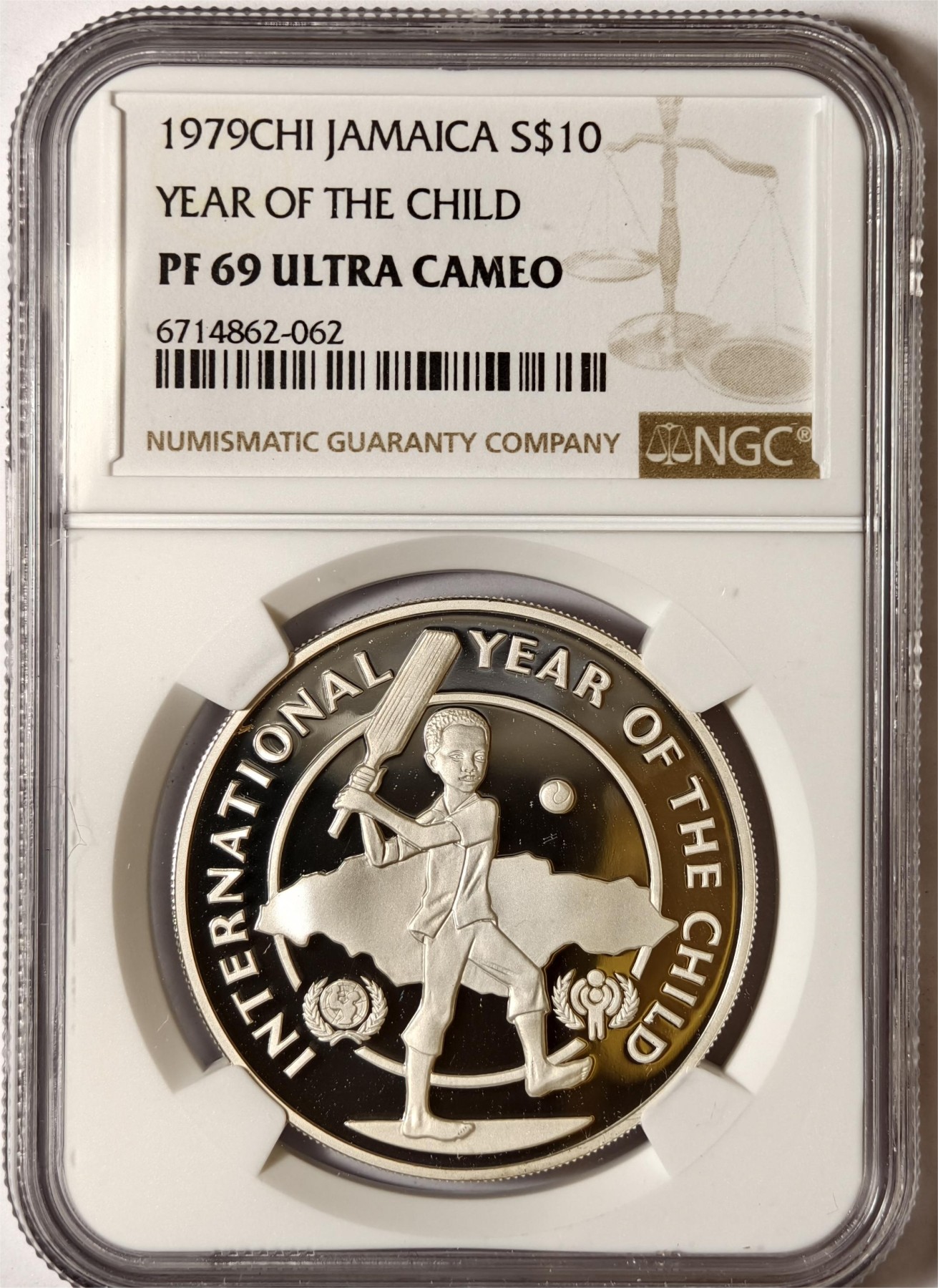 紫瑗钱币——第338期拍卖 牙买加 1979年 国际儿童年 10元 银币 NGC PR69 UC