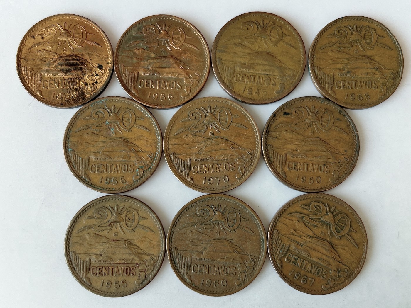 第一海外回流一元起拍收藏 散币专场 第80期 墨西哥20分大铜币 10枚