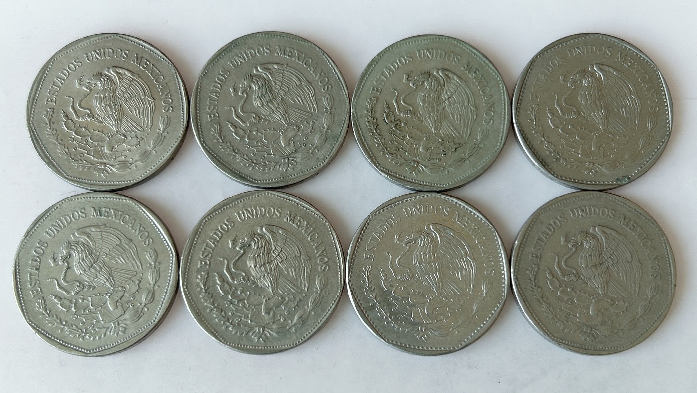 第一海外回流一元起拍收藏 散币专场 第80期 墨西哥5比索 玛雅龙头图腾 8枚