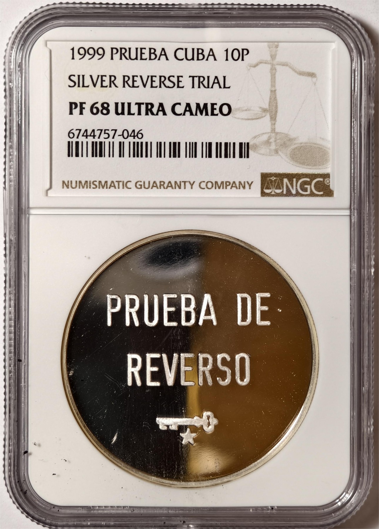 紫瑗钱币——第338期拍卖 古巴 1999年 西班牙皇室访问古巴 正面银样 10比索 银币 NGC PR68 UC