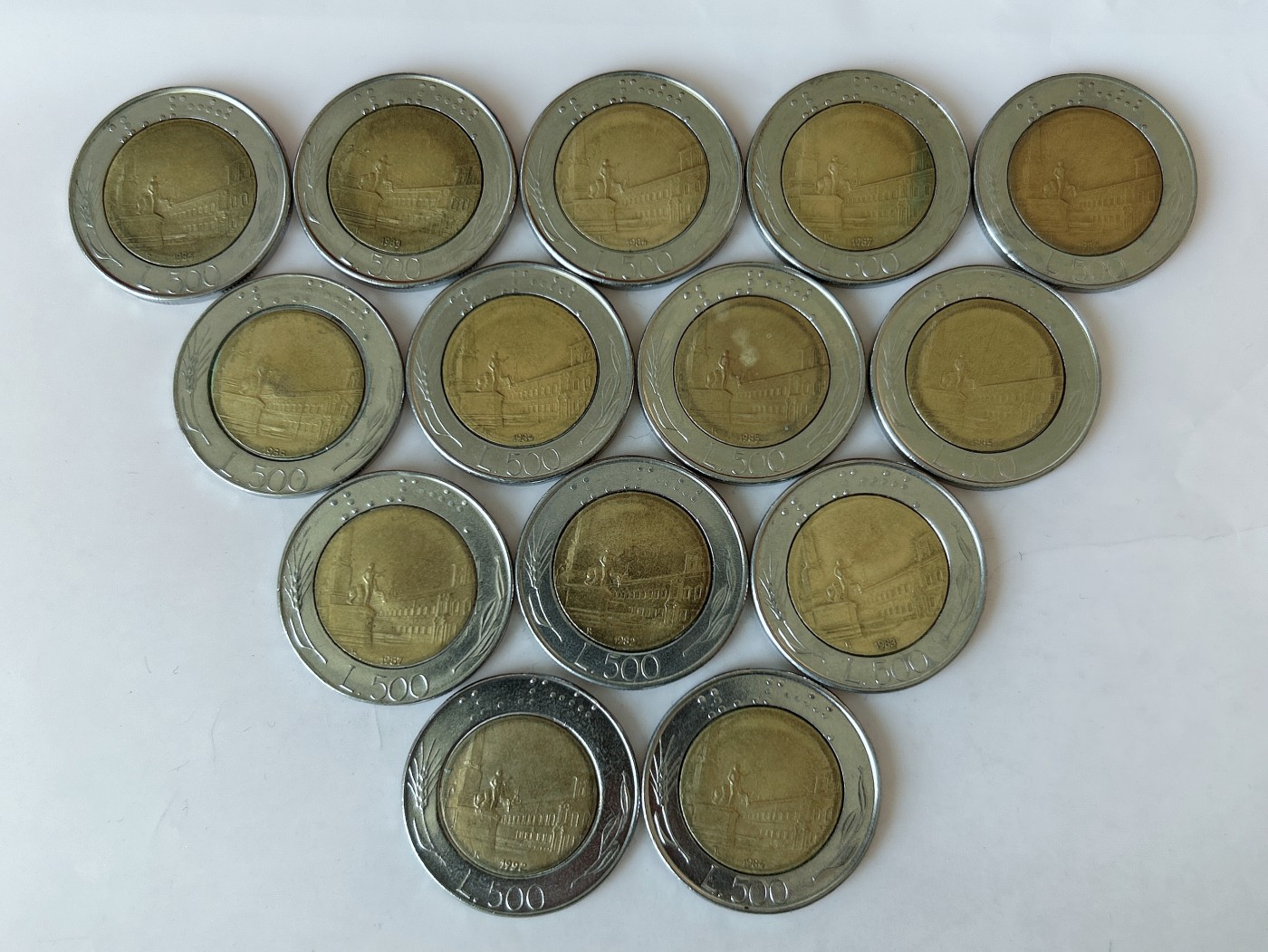 第一海外回流一元起拍收藏 散币专场 第81期 意大利500里拉双色币 14枚