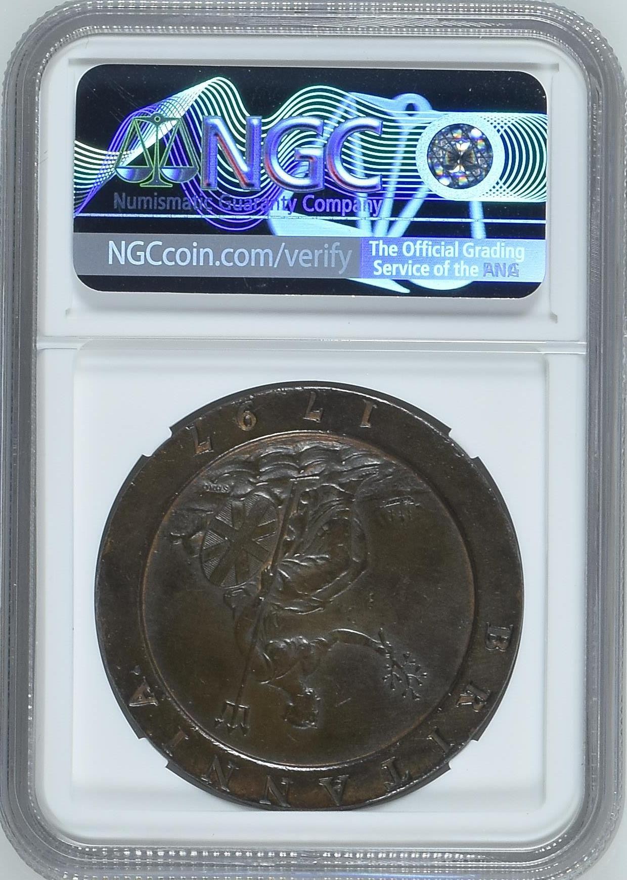 收藏联盟Quantum Auction 第338期拍卖  英国1797年乔治三世车轮2便士 NGC XF DETAILS 世界最早机制币 SOHO名誉品