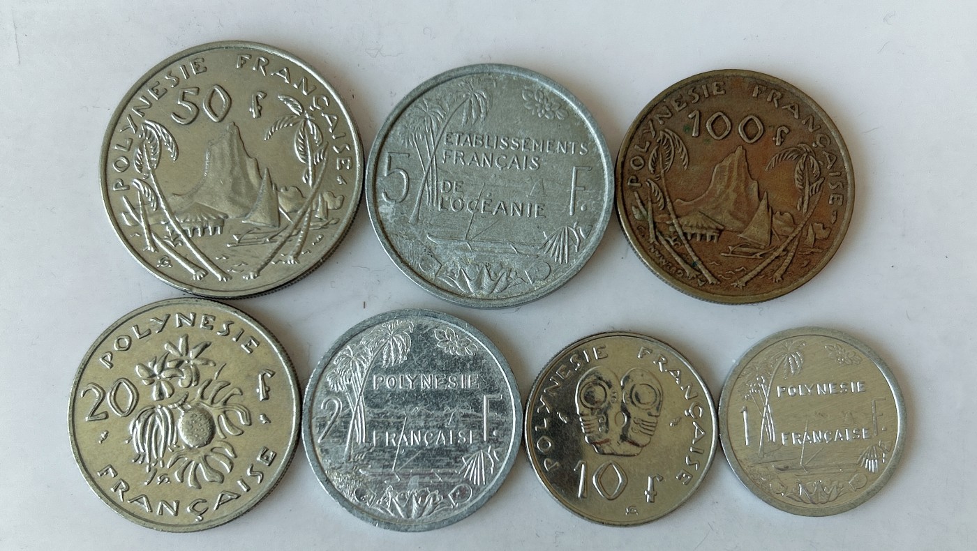 第一海外回流一元起拍收藏 散币专场 第80期 法属波利尼西亚1-100法郎7枚套