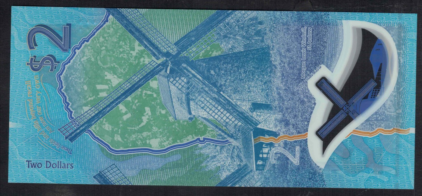 巴巴多斯2022年2元 塑料钞 美洲纸币 实物图 UNC