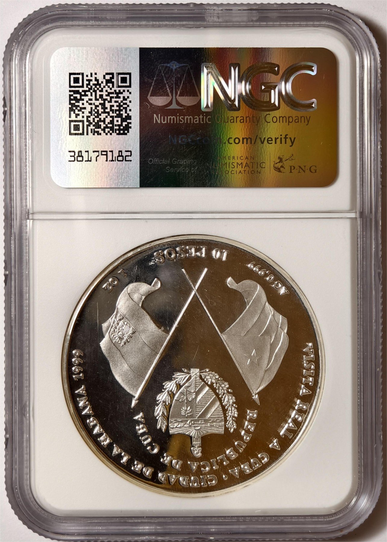 紫瑗钱币——第338期拍卖 古巴 1999年 西班牙皇室访问古巴  向西班牙士兵致敬 10比索 NGC PR68 UC