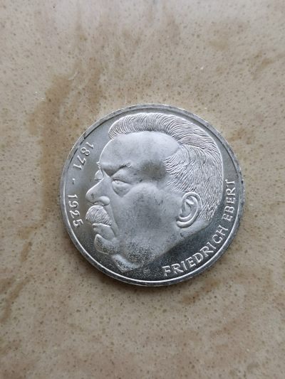 道一币馆币章第五十四场 - 德国1975年弗里德里希·埃伯特逝世50周年5马克纪念银币