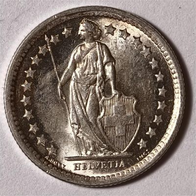 紫瑗钱币——第338期拍卖 - 瑞士 1965年B 赫尔维蒂女神 1/2法郎 2.5克 0.835银 UNC