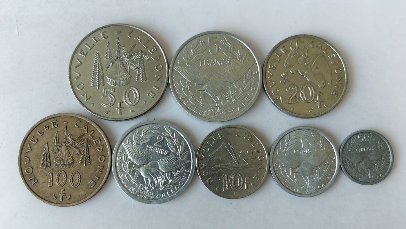 第一海外回流一元起拍收藏 散币专场 第80期 法属新喀里多尼亚50分-100法郎8枚全套