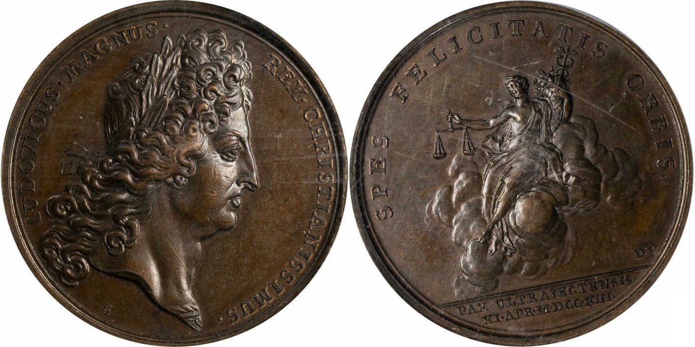 安徽邓通2024年春季拍卖会   1713年路易十五宪法确立铜章 PCGS MS63BN 85814678