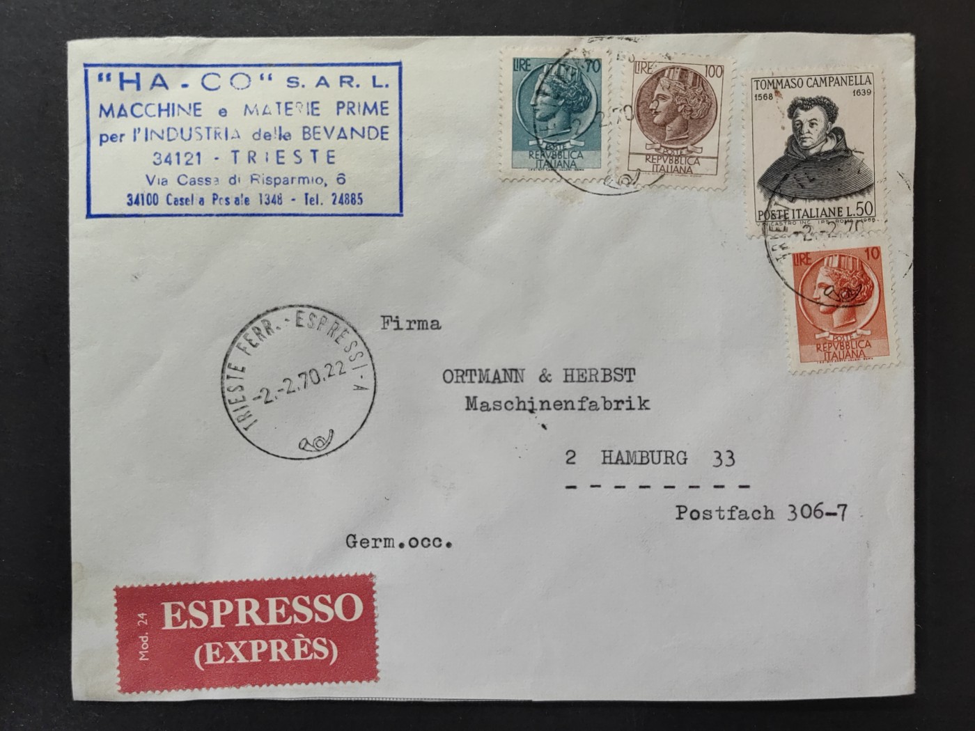 多国邮封✌（拍卖专场）精品🔥专场 第61场 意大利实寄挂号信（含意大利女神邮票）