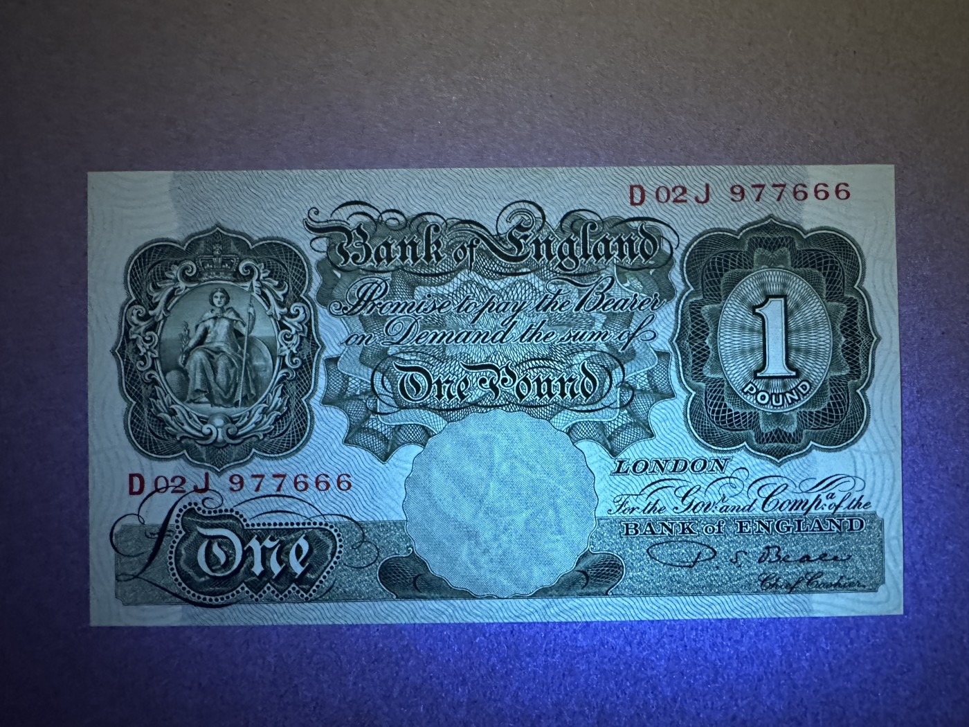 《张总收藏》145期-外币特别精品场 英格兰1镑 AU 有一个角折 A序列 豹子号666