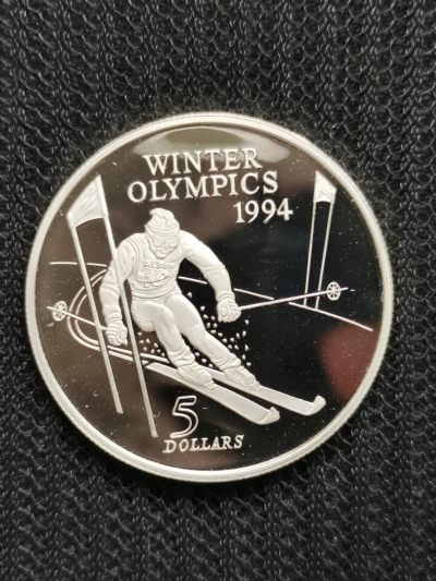 道一币馆币章第五十三场 - 新西兰1994年利勒哈默尔冬季奥运会5元精制银币 31g 925S