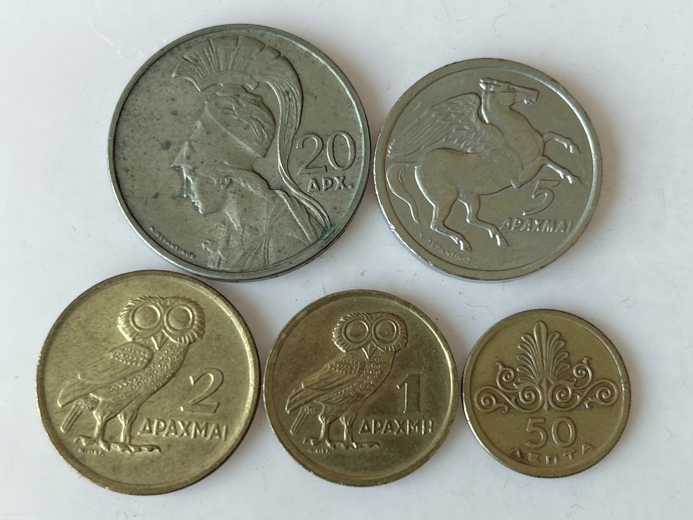 第一海外回流一元起拍收藏 散币专场 第80期 希腊1973年独立年份火凤凰套币5枚