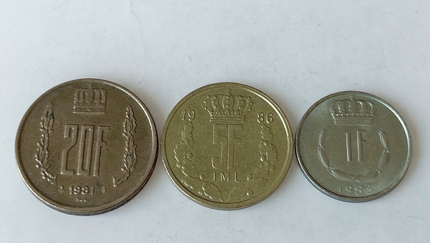 第一海外回流一元起拍收藏 散币专场 第80期 卢森堡80年代硬币3枚