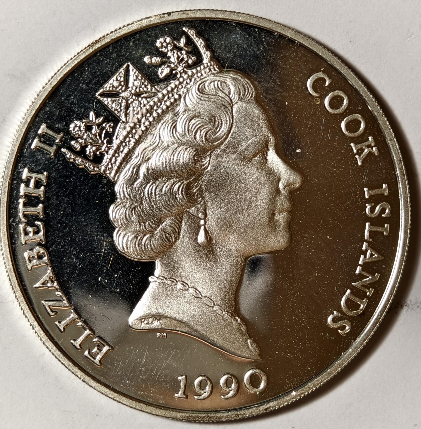 紫瑗钱币——第338期拍卖 库克群岛 1990年 世界濒危野生动物 长臂猿 50元 19.8克 0.925银 精制