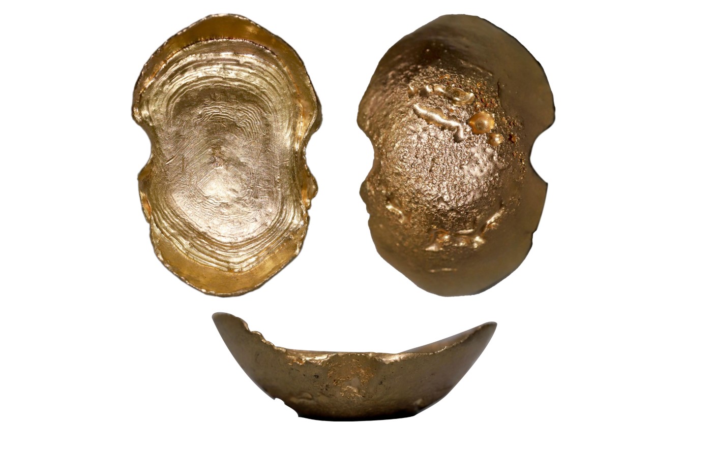 南京三省2024年春季拍卖会 明平安无事二两束腰元宝型金锭 方乾评级 MS62+,评级编号：34603240