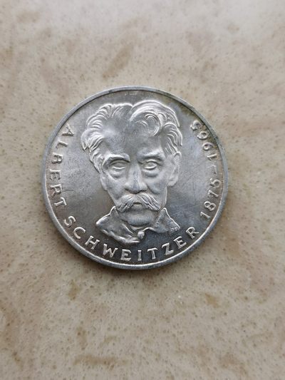 道一币馆币章第五十四场 - 德国1975年神学家阿尔伯特·施韦策诞辰百年5马克纪念银币