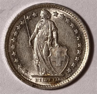 紫瑗钱币——第338期拍卖 - 瑞士 1959年B 赫尔维蒂女神 1/2法郎 2.5克 0.835银 UNC