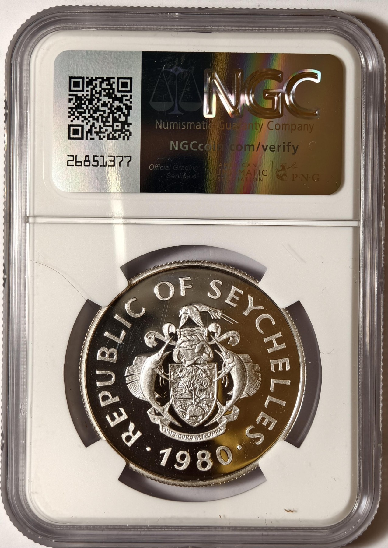 紫瑗钱币——第338期拍卖 塞舌尔 1980年 国际儿童年 50卢比 银币 NGC PR69 UC