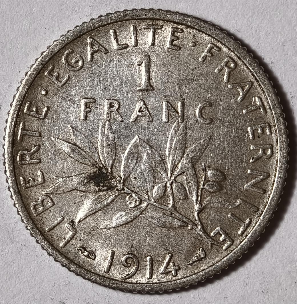 紫瑗钱币——第338期拍卖 法国 1914年 播种女神 1法郎 5克 0.835银