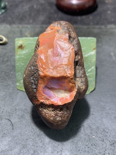 精美开窗料冰飘南红玛瑙天眼纹原石一颗， - 精美开窗料冰飘南红玛瑙天眼纹原石一颗，