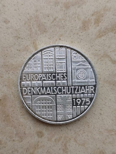 道一币馆币章第五十四场 - 德国1975年欧洲古迹保护年5马克纪念银币