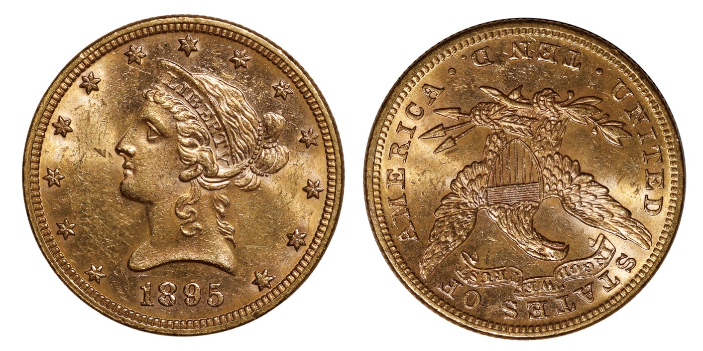 南京三省2024年春季拍卖会 1895年美国自由女神头像10美元金币 PCGS MS61,评级编号：88503233