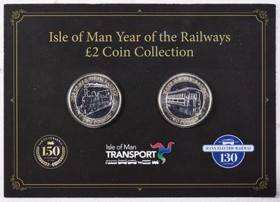 S&S Numismatic世界钱币-拍卖 第114期  - 马恩岛2023年 英国铁路的历史 2英镑双色纪念币2枚全套官方卡币