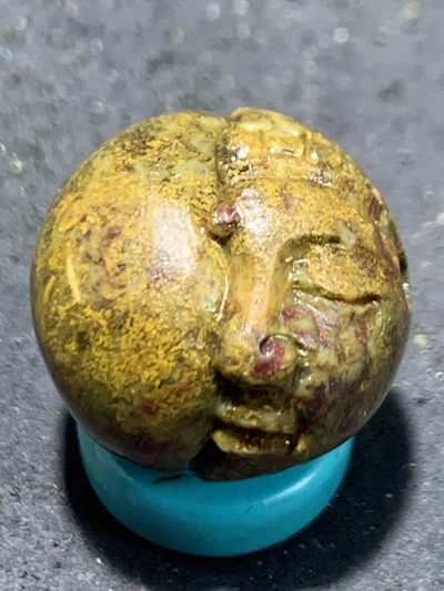 精美亚光冰飘草花纹战国红玛瑙手工俏色巧雕一心向佛圆珠一个 - 精美亚光冰飘草花纹战国红玛瑙手工俏色巧雕一心向佛圆珠一个
