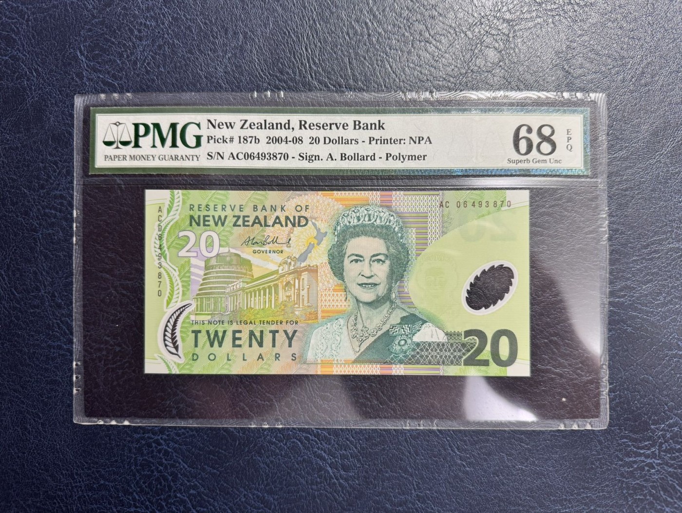 收藏联盟Quantum Auction 第338期拍卖  新西兰2004-08年20元 PMG68